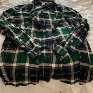 Old Navy dark green button down flannel shirt